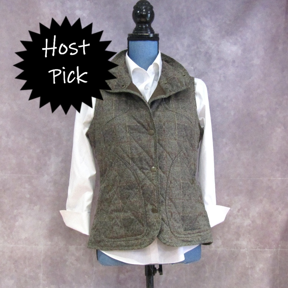 🔥HP🔥 Eddie Bauer Brown/Gray Plaid Quilted Vest